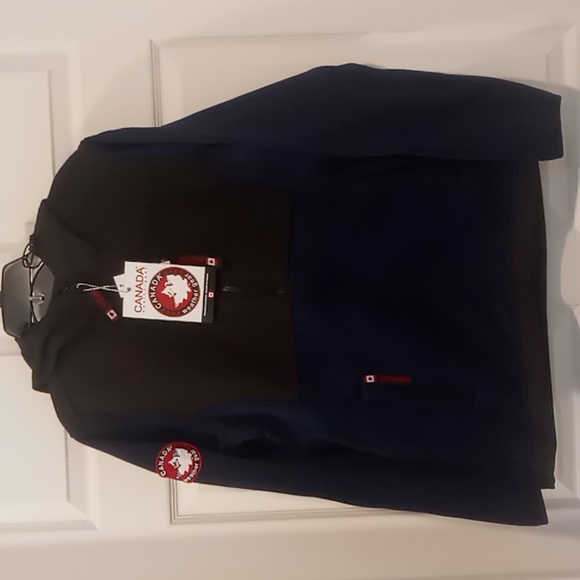 Canada Weather Gear | Heather Midnight & Black Hooded Zip-Up Fleece Jacket NWT M - Picture 3 of 7